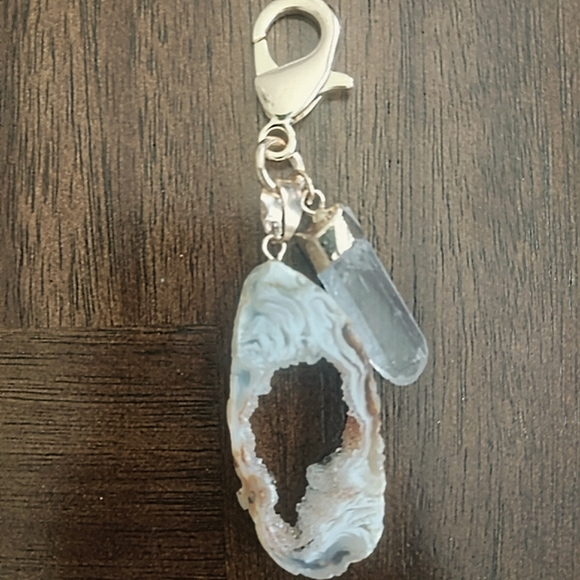 Druzy Agate & Quartz Keychain - Picture 2 of 2